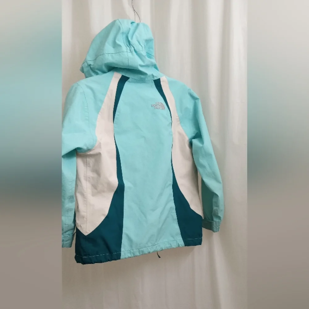 The North Face Hyvent Girl's ColorBlock Green/Ocean Foam Blue/ Jacket -SZ: 7/8